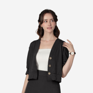 OC088 Short-Sleeve Cropped Cardigan